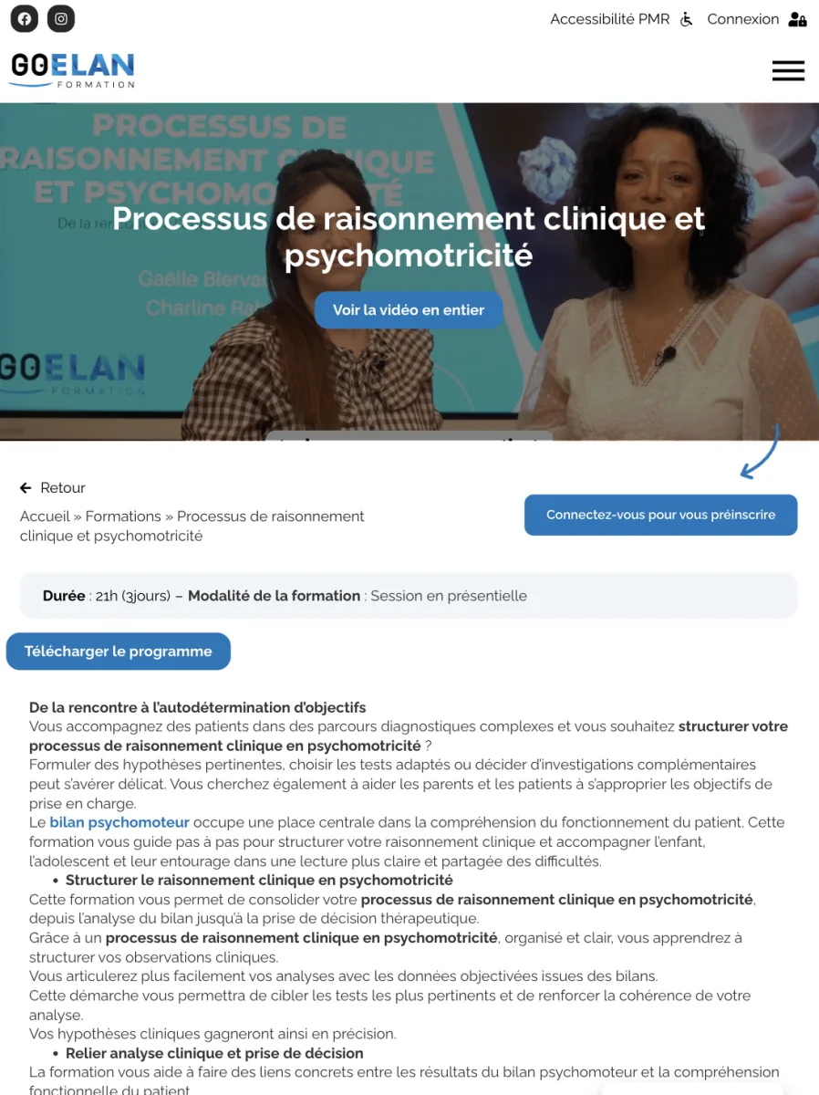 Plateforme web pour Goélan Formation