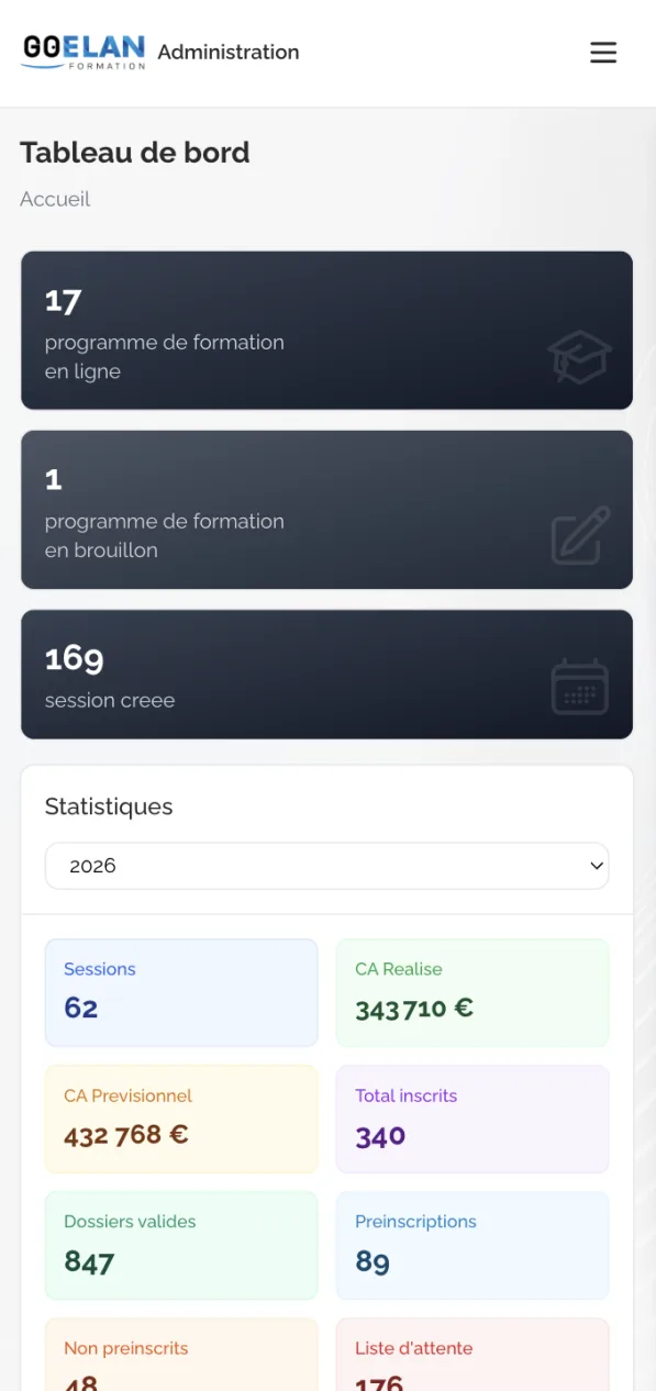 Plateforme web pour Goélan Formation