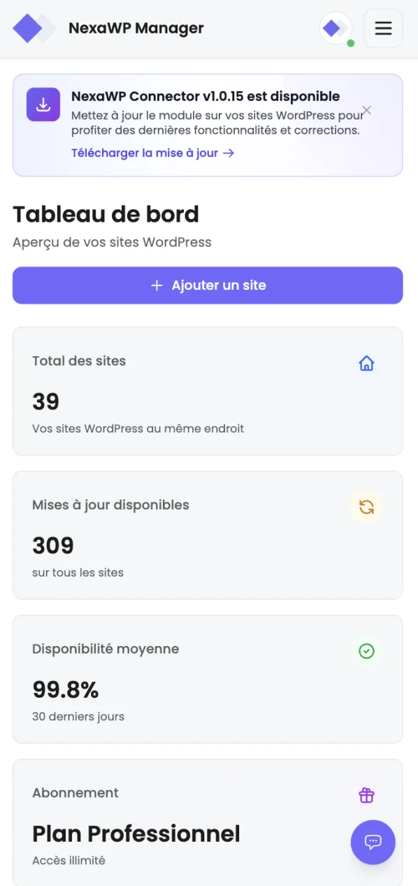 SaaS NexaWP Manager pour agences web