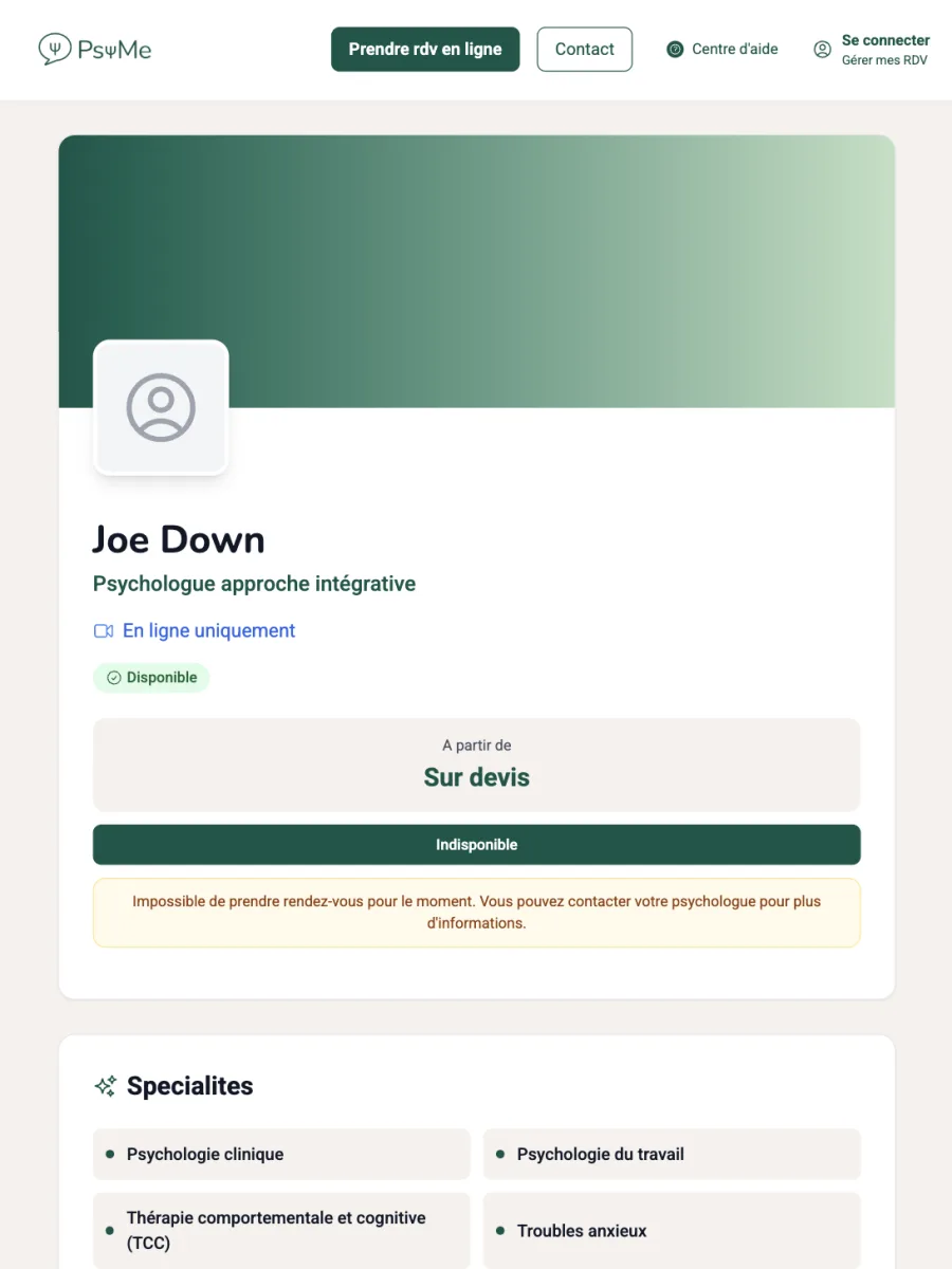 Plateforme de téléconsultation PsyMe