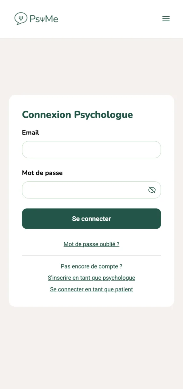Plateforme de téléconsultation PsyMe