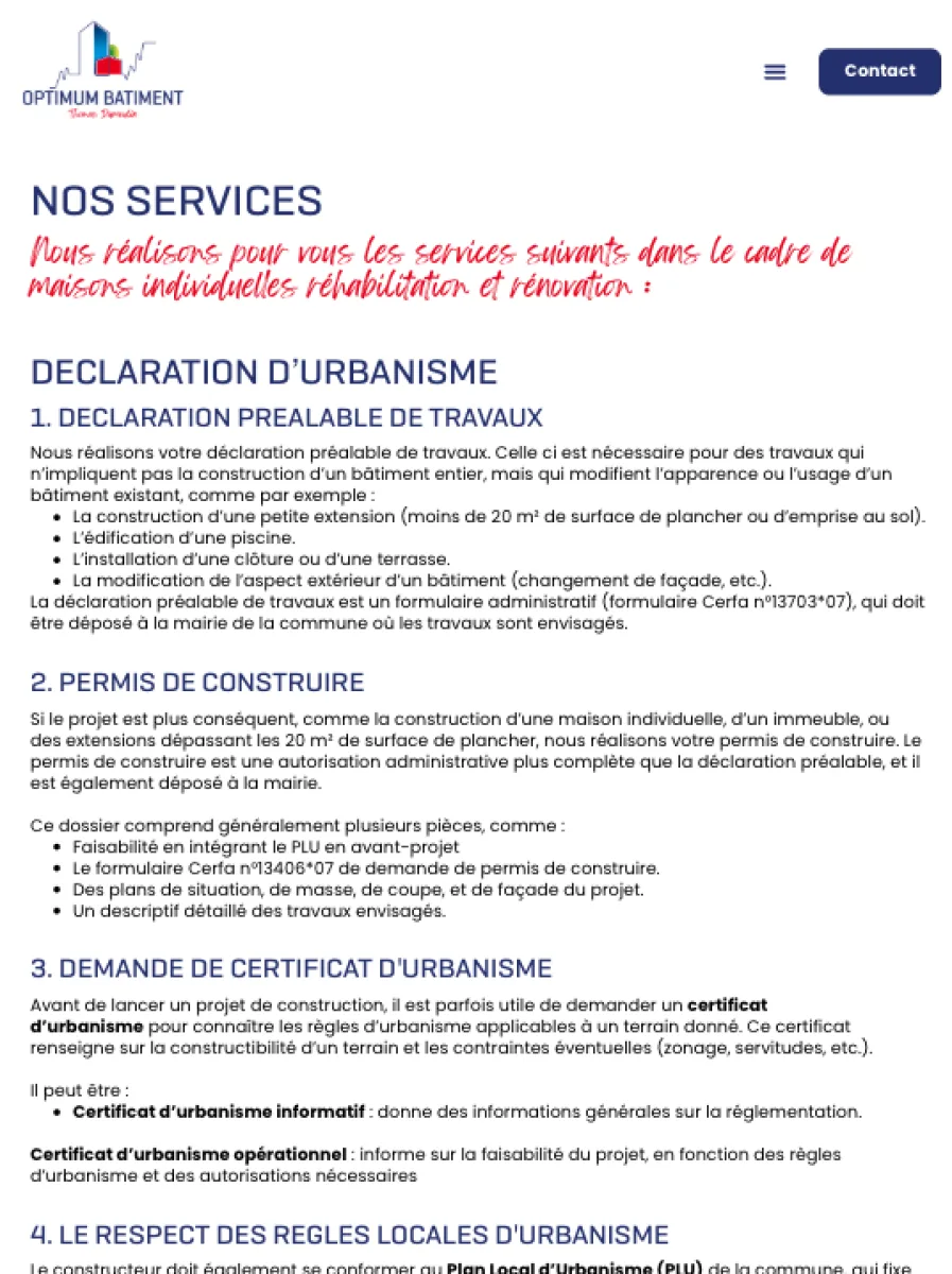 Site vitrine Optimum Bâtiment